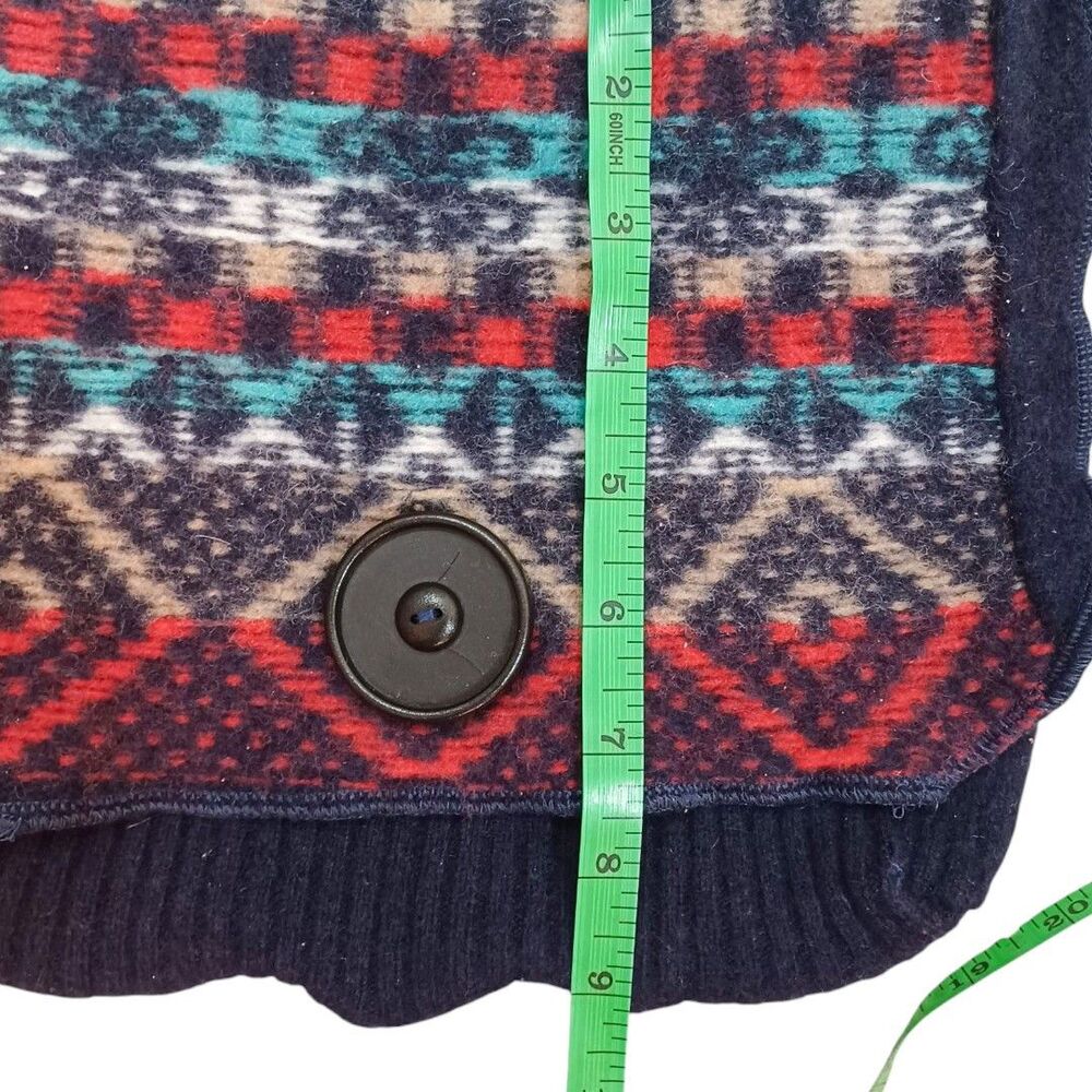 Southwestern Navy Fair Isle Knit Crossbody Bag Boho Aztec Button Flap Purse - Picture 9 of 10